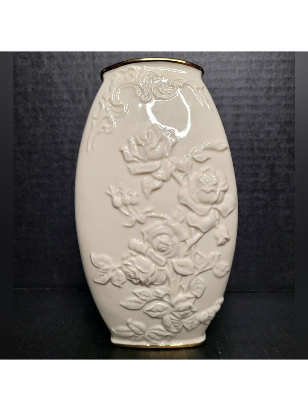 Lenox Squared Off Embossed Roses Vase